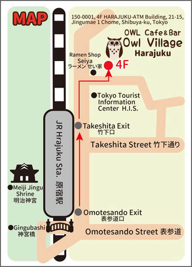 Map of our store　owlcafe harajuku